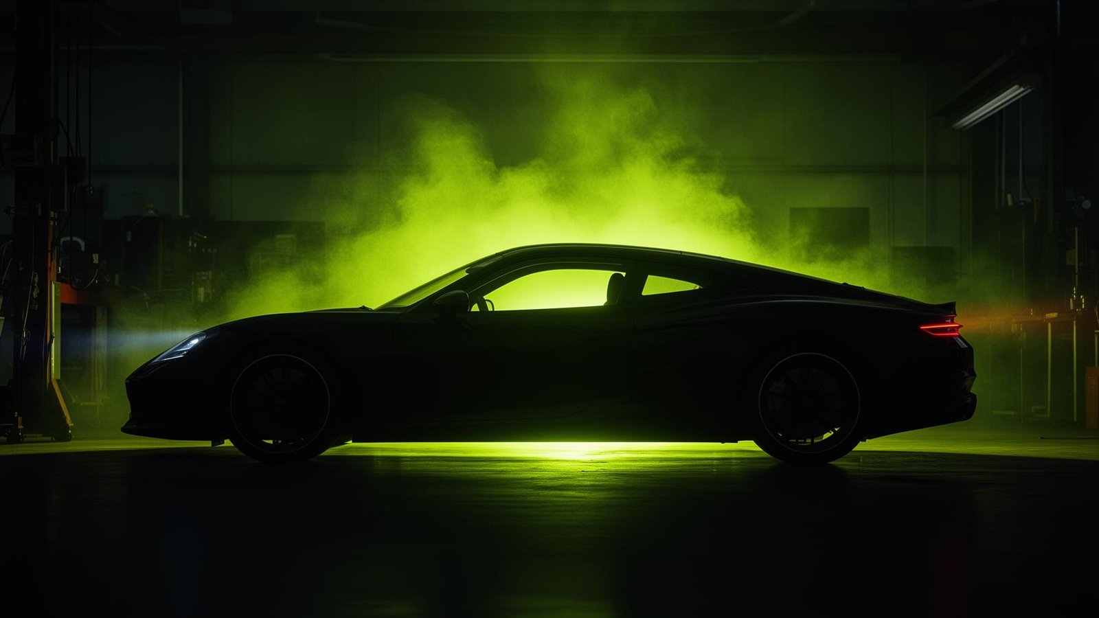 Coche premium con glow verde